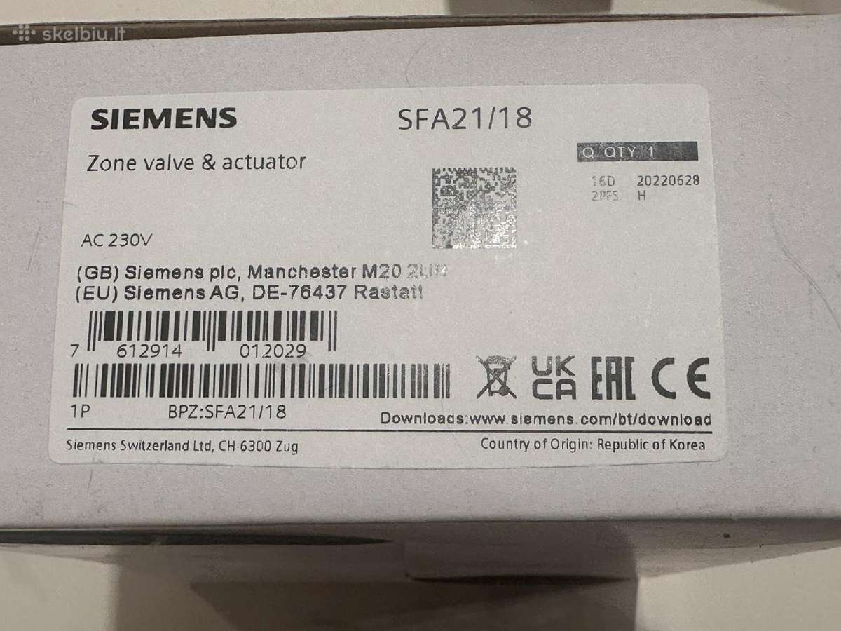 Siemens Sfa21/18 elektrinis vožtuvas - nuotraukos Nr. 6