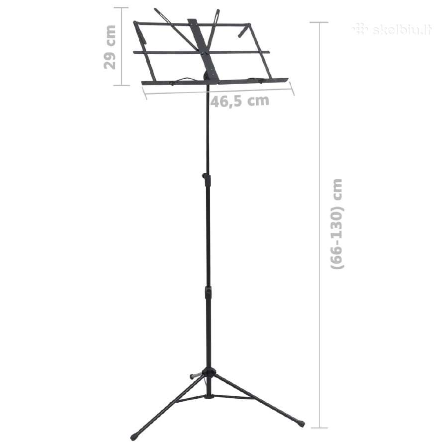 Vidaxl Natų stovas, juodas, plieninis 66-130cm - nuotraukos Nr. 4