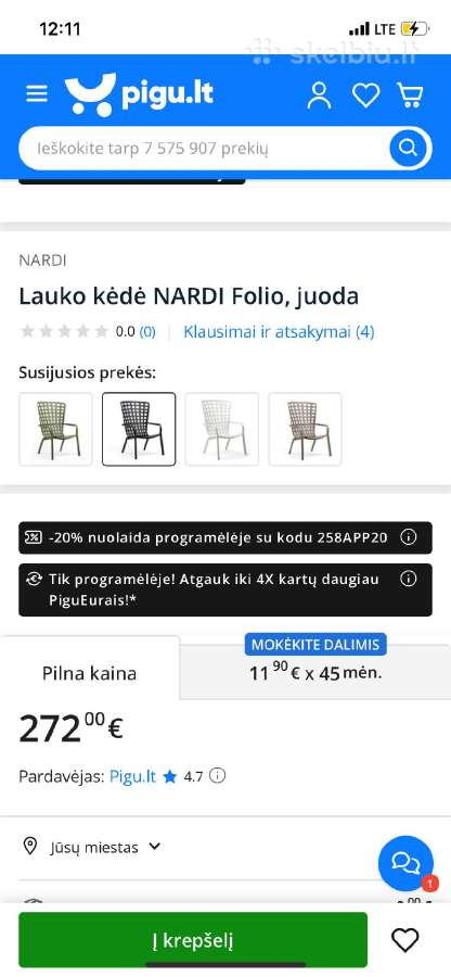 Lauko kėdė Nardi Folio, juoda - nuotraukos Nr. 4