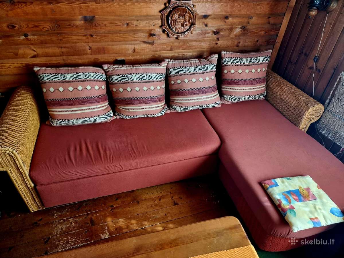 Kampinė miegama sofa su pintais porankiais - nuotraukos Nr. 2