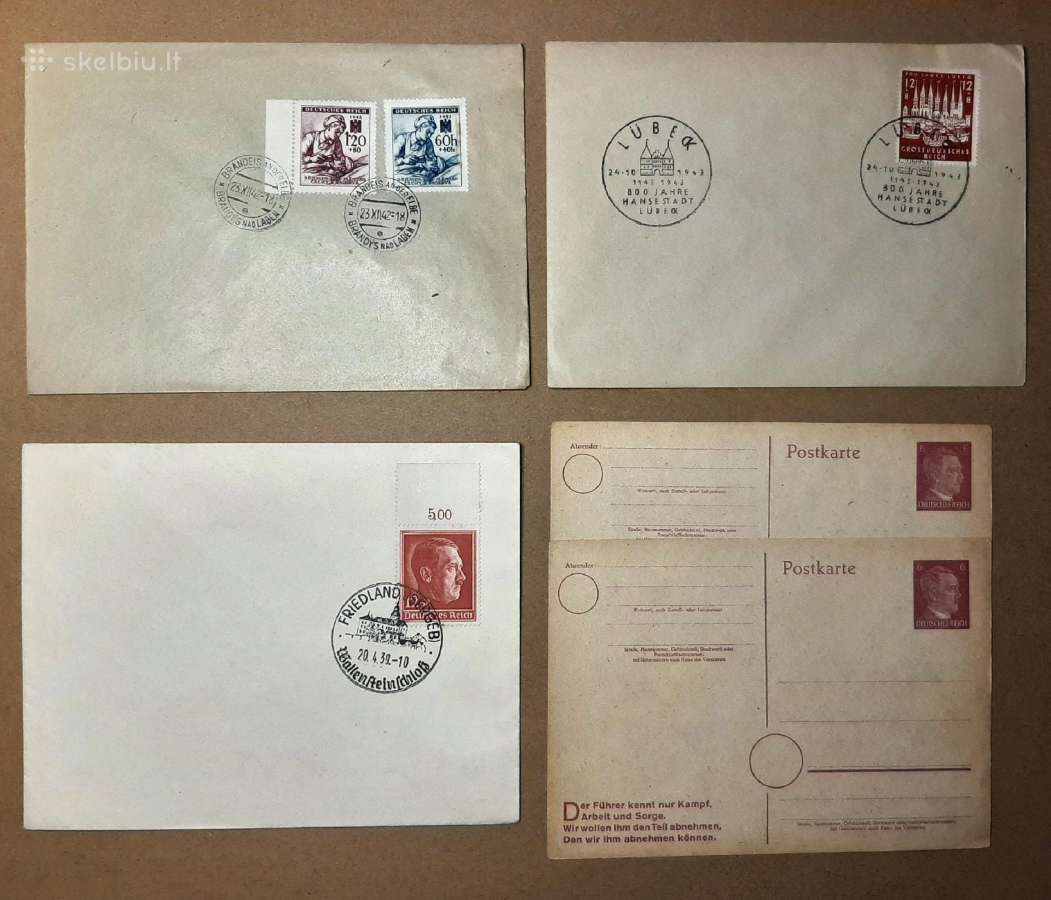 Įvairūs vokiški vokai, atvirlaiškiai, viso 9vnt