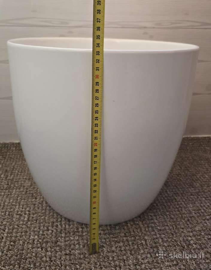 Didelis - 36cm. keraminis baltas vazonas - nuotraukos Nr. 5