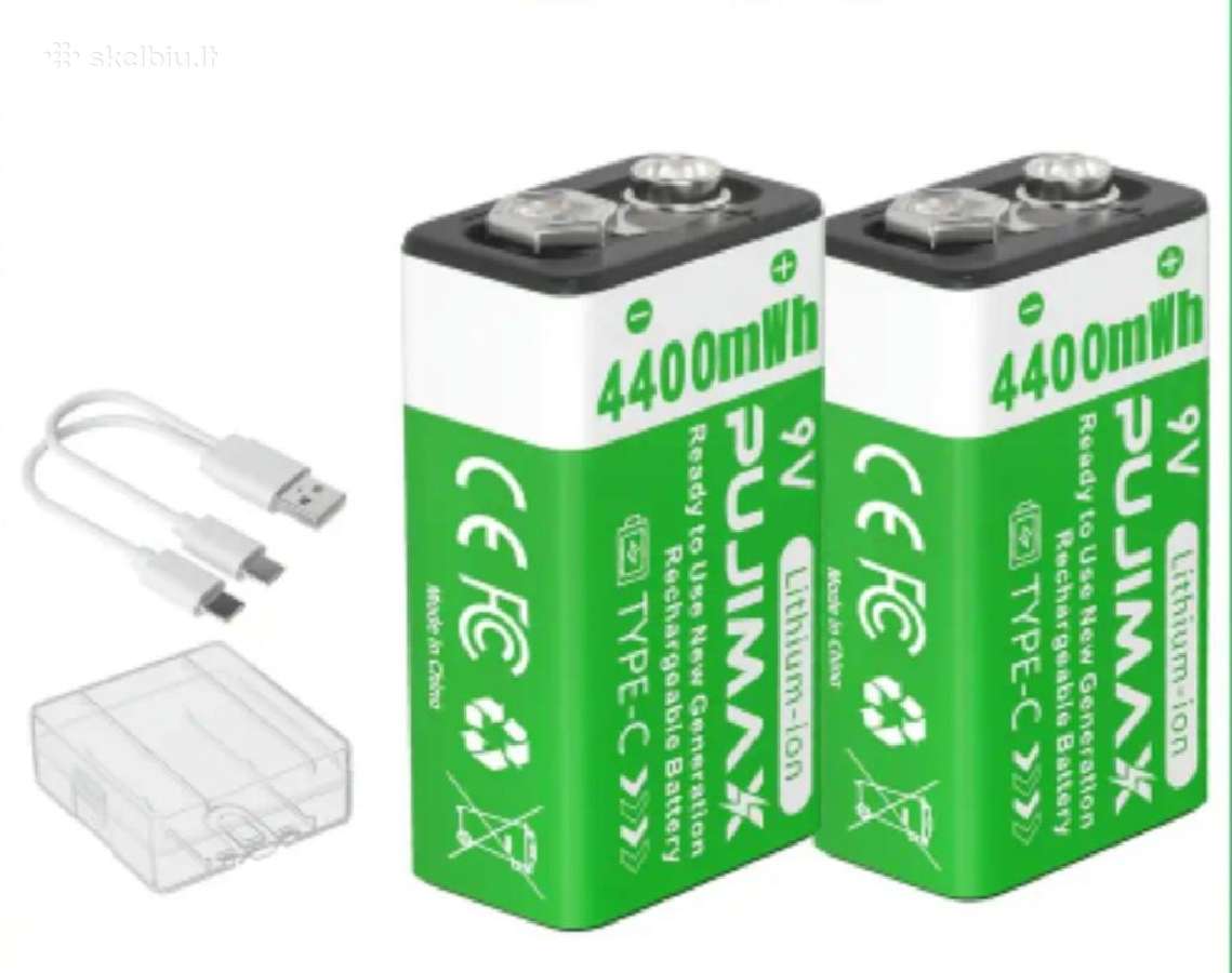 Baterija Įkraunamas Usb - C 9v 4400 mah