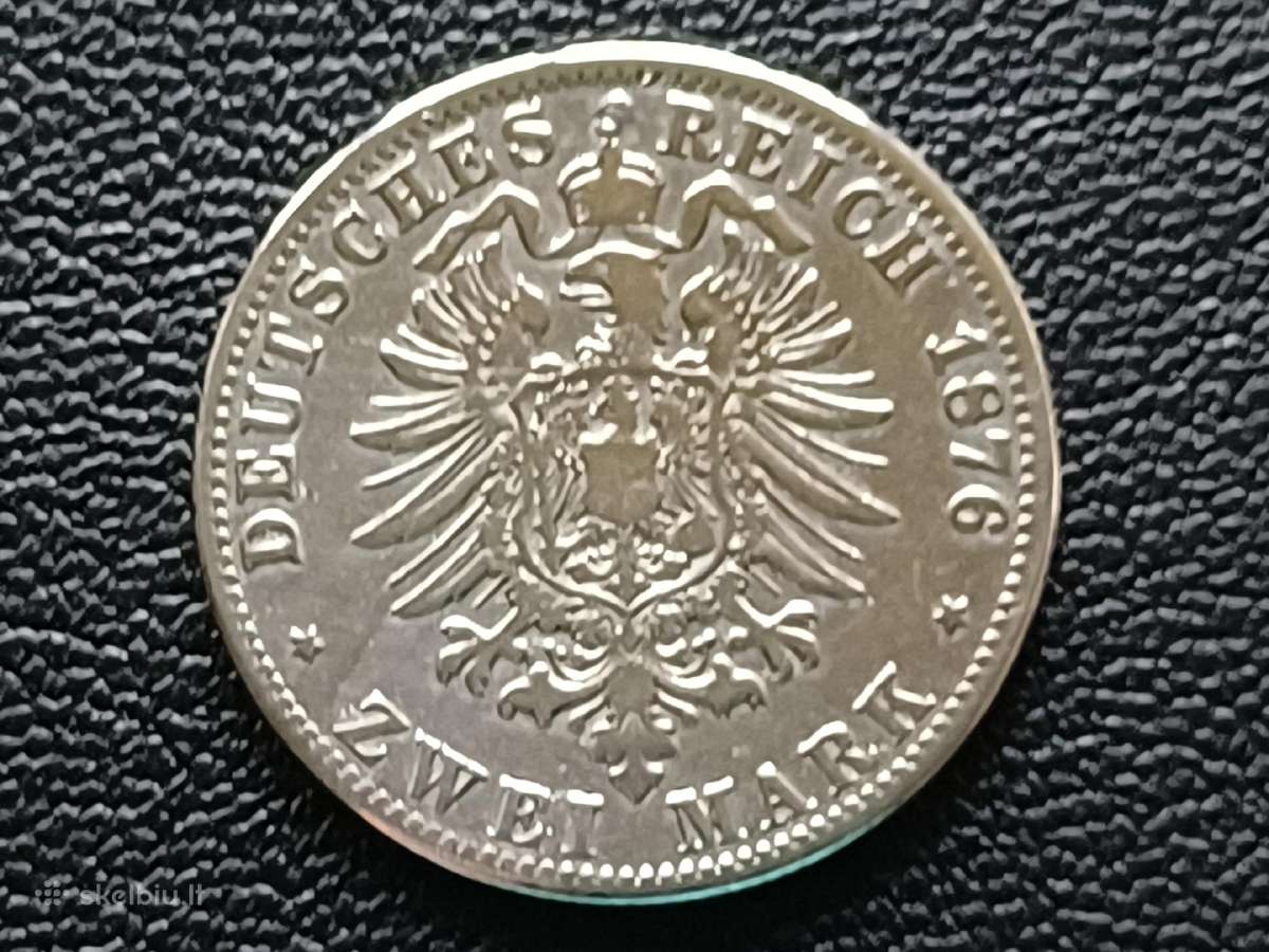 (181) 2 markes 1876m. Vokietija sidabras - nuotraukos Nr. 2