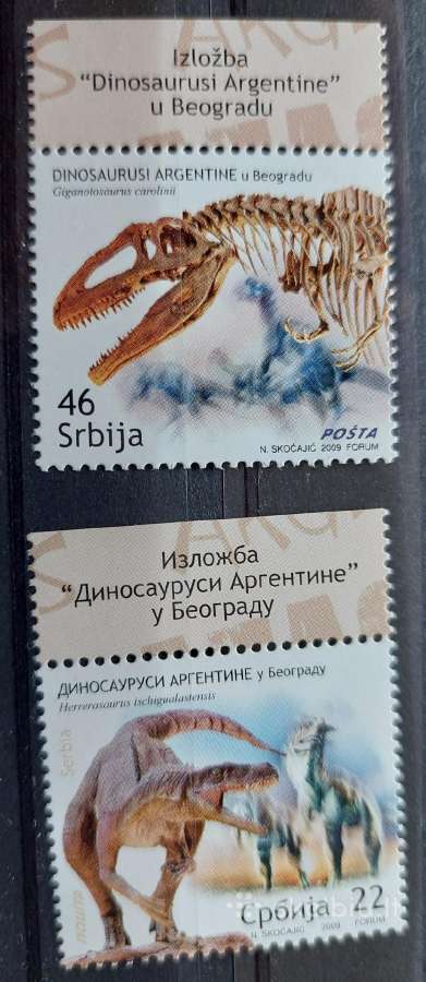 Serbija 2009 dinozaurai, švarus, Michel 328-329