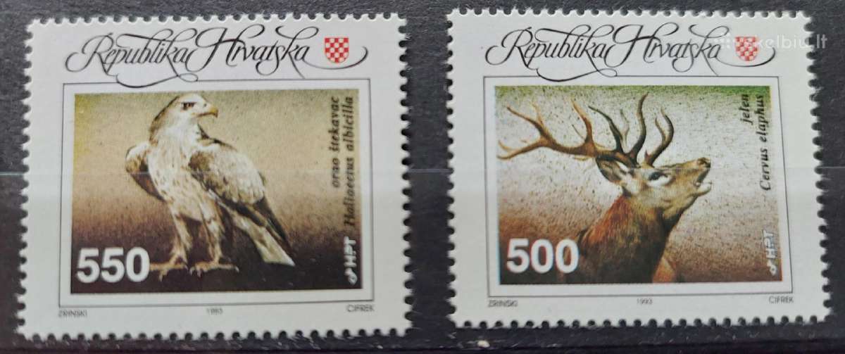 Kroatija 1993 erelis,elnias švarus, Michel 227-228
