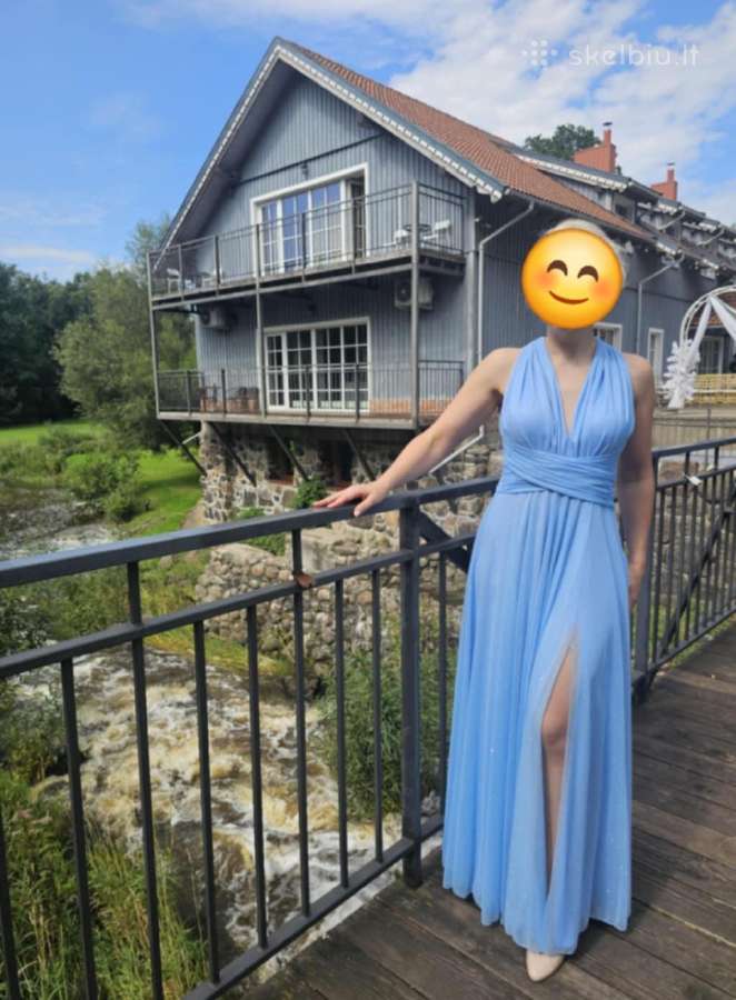 Šventinė žydra suknelė