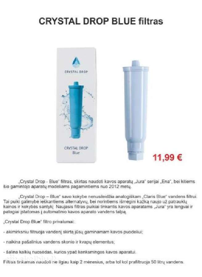 Scanpart vandens filtras Blu Jura kavos aparatams