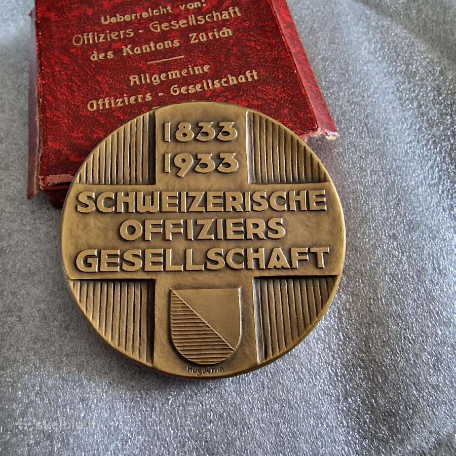 Šveicarų huguenin 1933m karininku sajungos medalis - nuotraukos Nr. 3