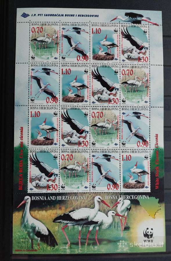 Bosnija ir Hercegovina 1998 Wwf gandrai, švarus,la