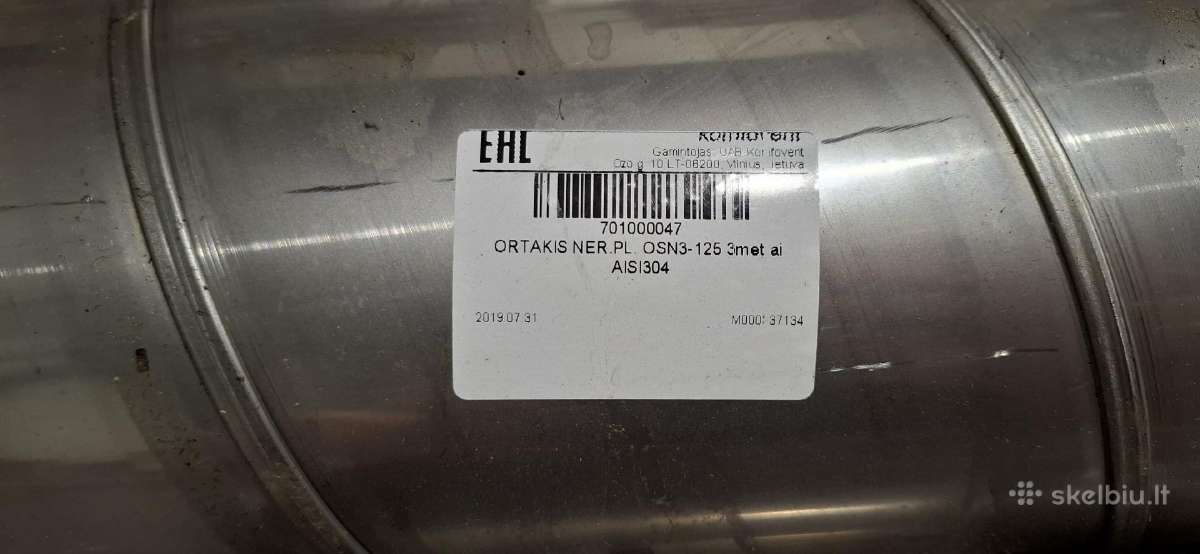 Ner.plieno ortakiai 125 mm 3 metrai aisi304 - nuotraukos Nr. 2