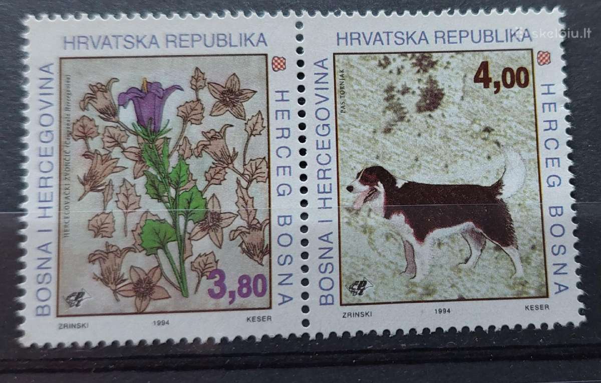 Bosnija ir Hercegovina 1994 šuo ir gėles , švarus,