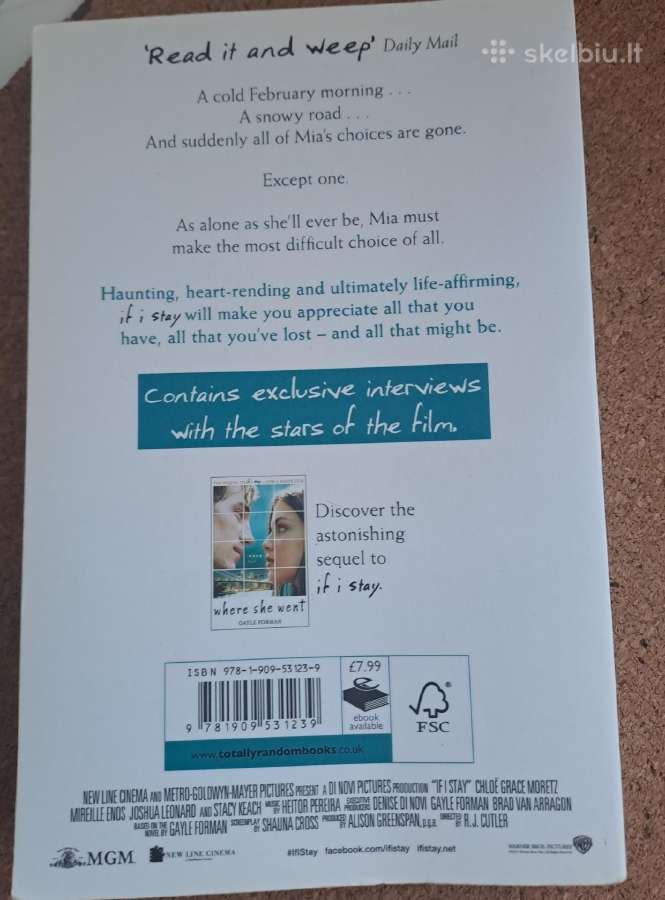 If I Stay by Gayle Forman book - nuotraukos Nr. 2