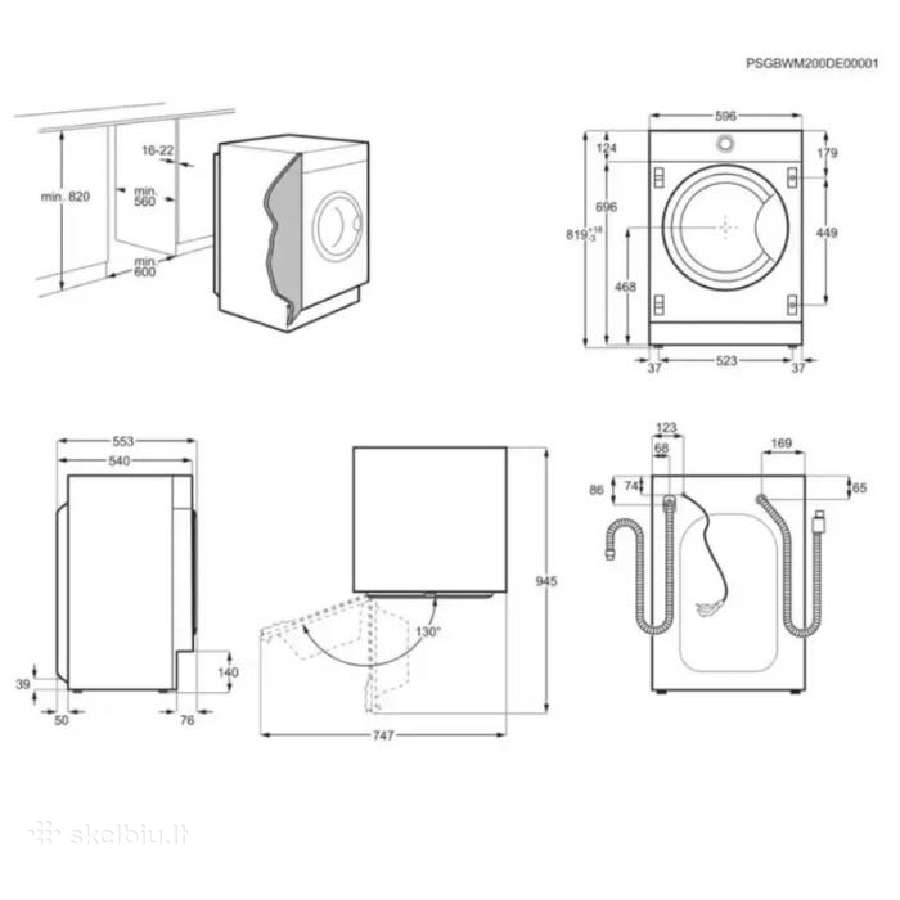 Įmontuojama skalbimo mašina Electrolux Ew8f348sci - nuotraukos Nr. 5