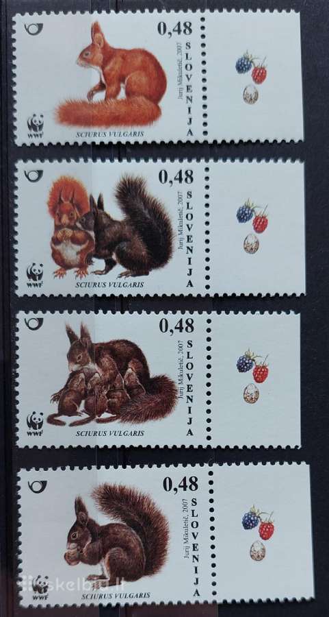 Slovėnija 2007 Wwf voveres, švarus,michel 636-639
