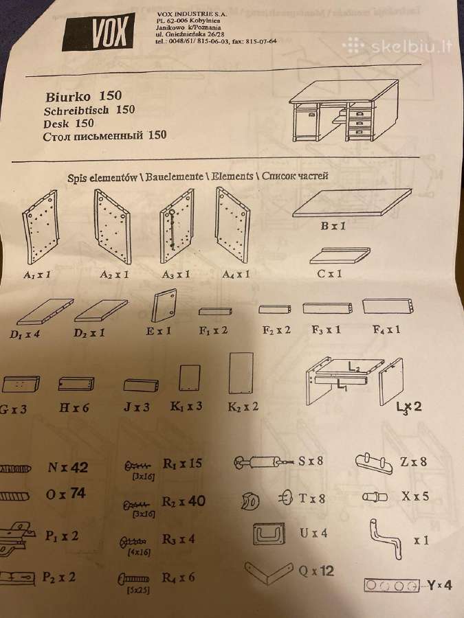 Labai mažai naudotas rašomasis stalas Vox - nuotraukos Nr. 2