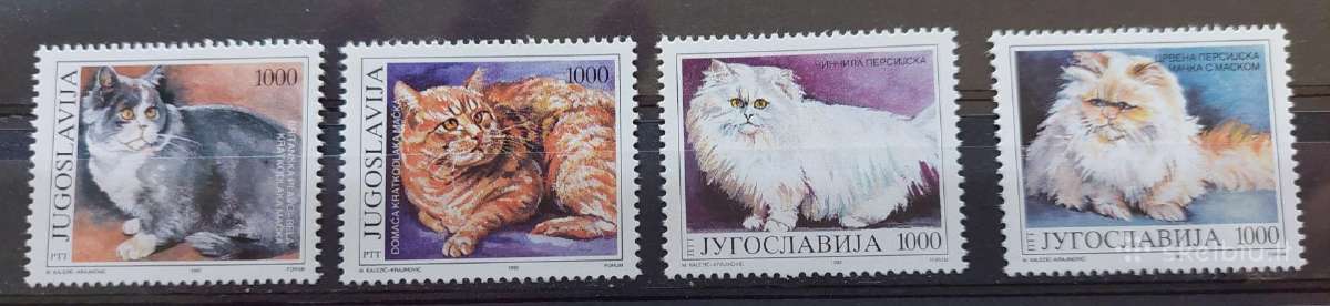 Jugoslavija 1992 katės,švarus, Michel 2544-2547