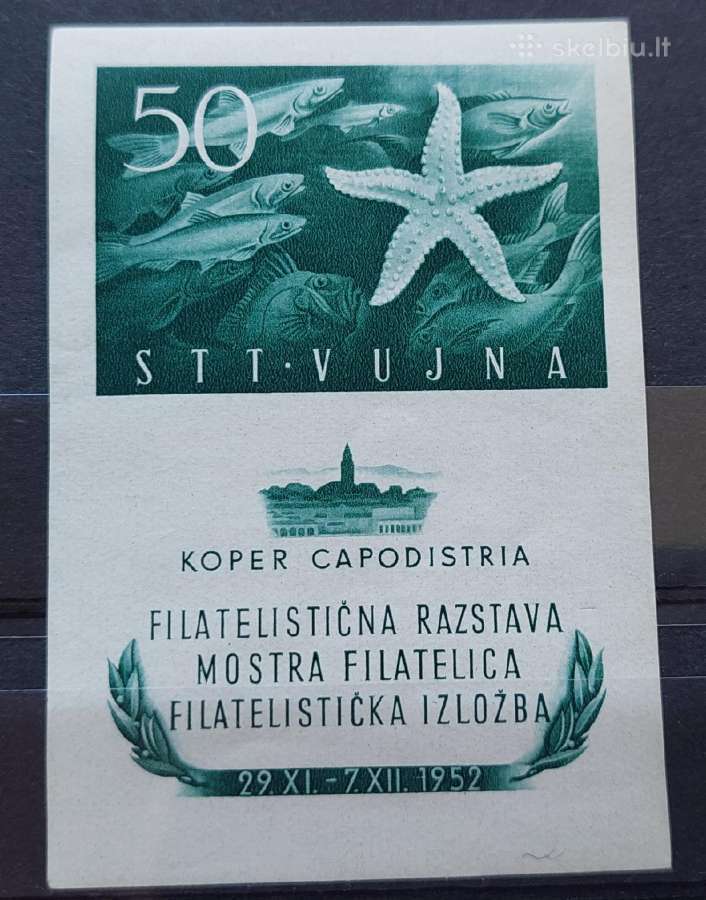 Triesto zona B 1952 jūros fauna, švarus Michel blo