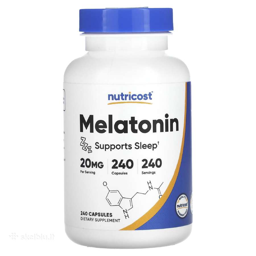 Stiprus melatoninas miegui iš JAV 20mg
