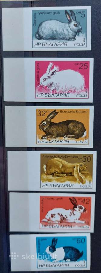 Bulgarija 1986 Triušiai, švarus, Michel 3447b-3452