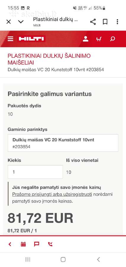 Hilti maišai dulkių siurblio Vc 20 Vc150-6 - nuotraukos Nr. 6