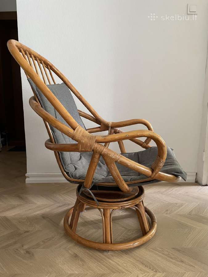 1970-ųjų „papasan“ stiliaus poilsio kėdė - nuotraukos Nr. 2