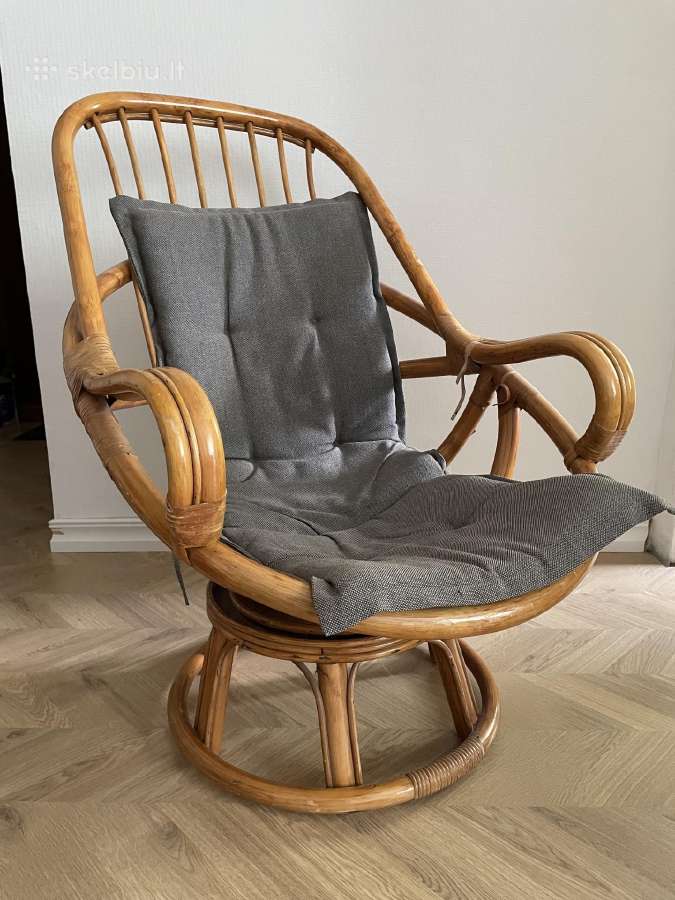 1970-ųjų „papasan“ stiliaus poilsio kėdė - nuotraukos Nr. 3