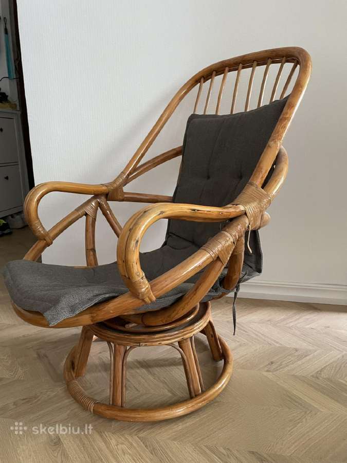 1970-ųjų „papasan“ stiliaus poilsio kėdė - nuotraukos Nr. 4