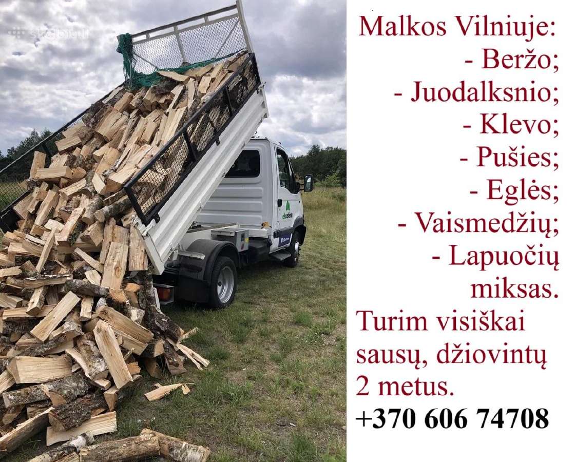 0606 74708 Šių metų skaldymo malkos Vilniuje
