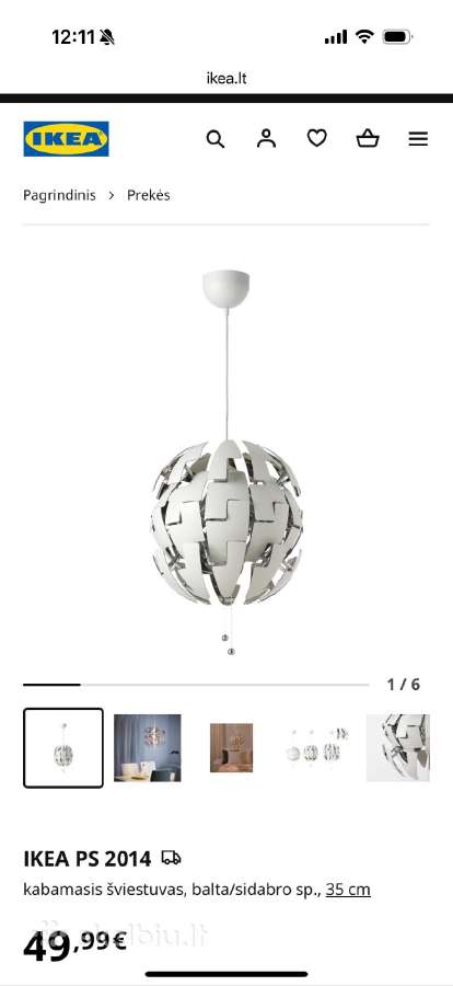 Parduodu Ikea šviestuvą. Naujas