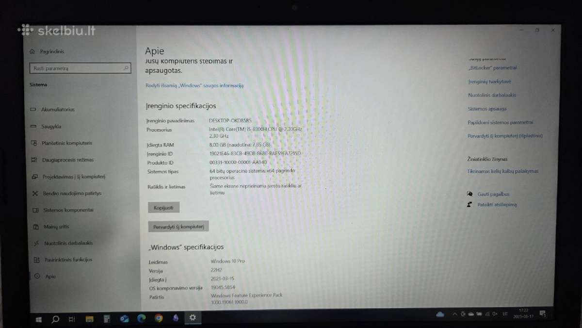 Dell G3, 15,6" Intel Core i5. Gtx 1650. 8gb RAM - nuotraukos Nr. 5