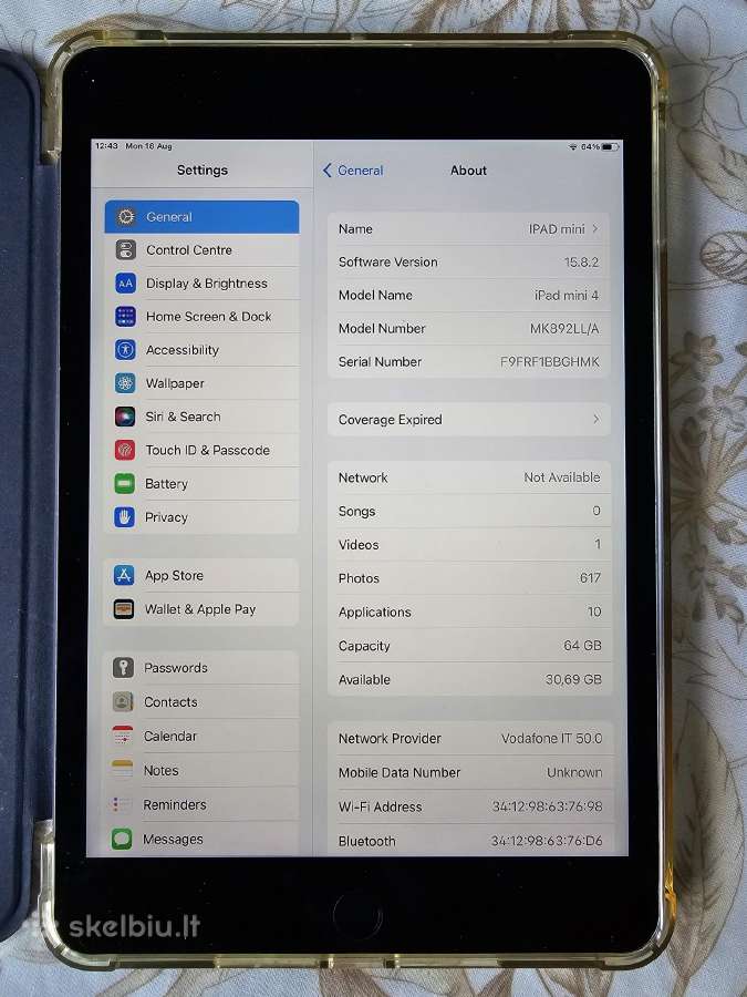 iPad Mini 4 64gb WiFi+cellular(4G) - nuotraukos Nr. 5