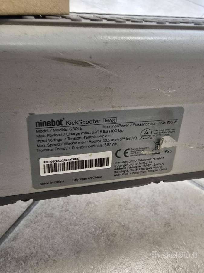 Ninebot Max G30le Elektrinis paspirtukas Naudotas - nuotraukos Nr. 3