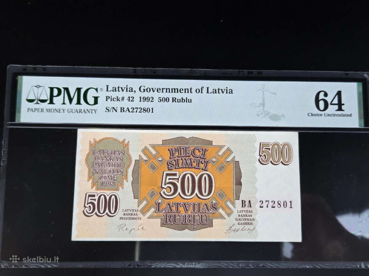 Latvija 500 rublių 1992 metų