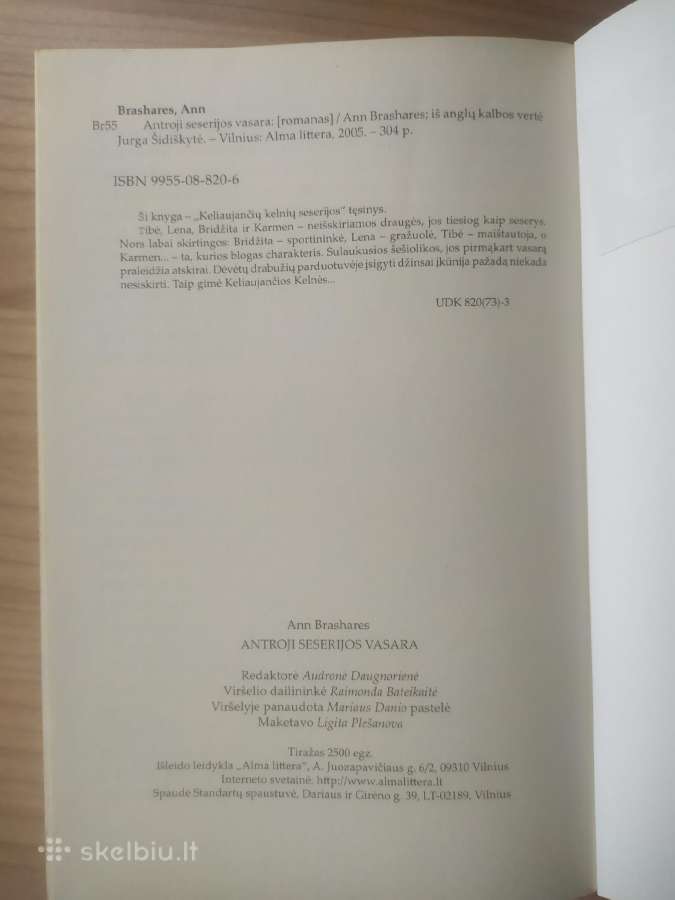 Ann Brashares "Antroji seserijos vasara" - nuotraukos Nr. 5