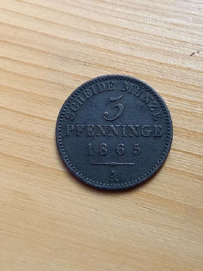 Vokietija- Prūsija 1865 3 pfenigai