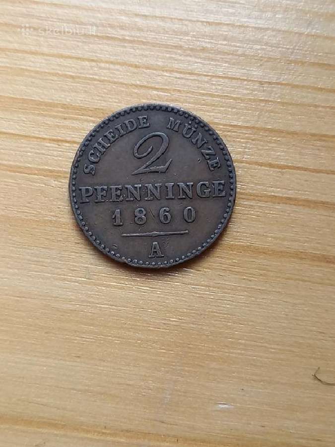 Vokietija- Prūsija 1860 2 pfenigai