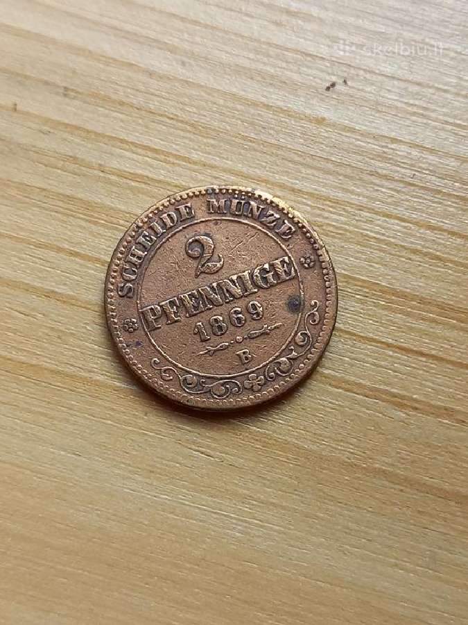 Vokietija- Saksonija 1869 2 pfenigai