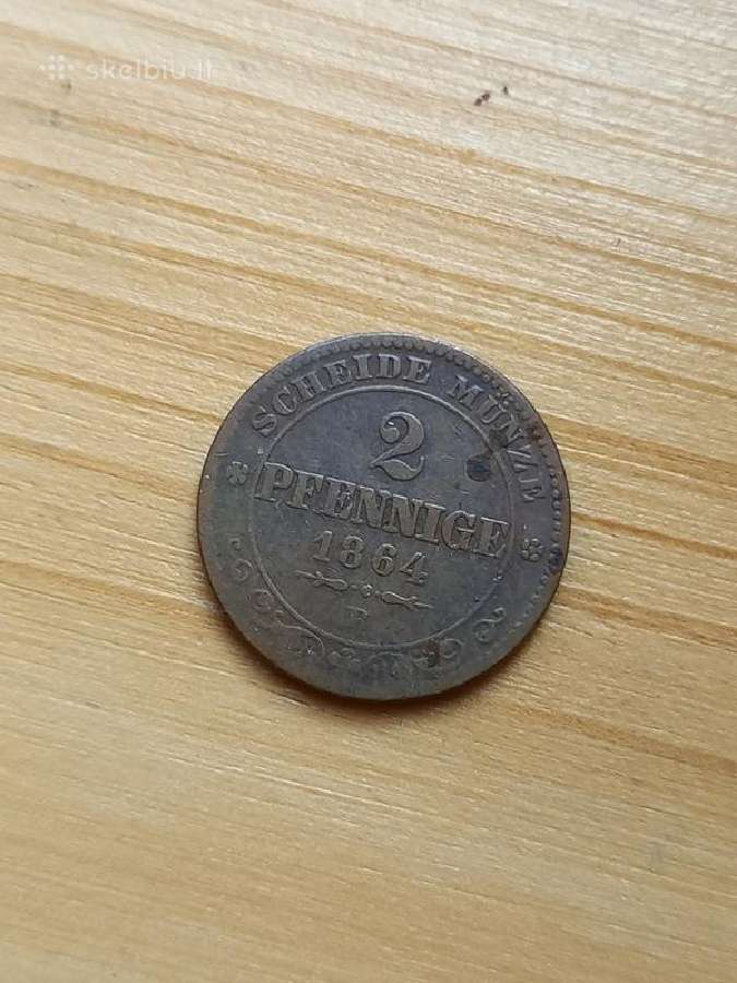 Vokietija- Saksonija 1864 2 pfenigai - nuotraukos Nr. 2