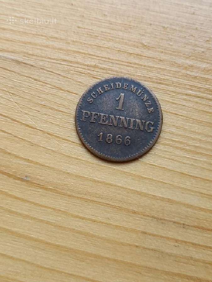 Vokietija- Bavarija 1866 1 pfenigis
