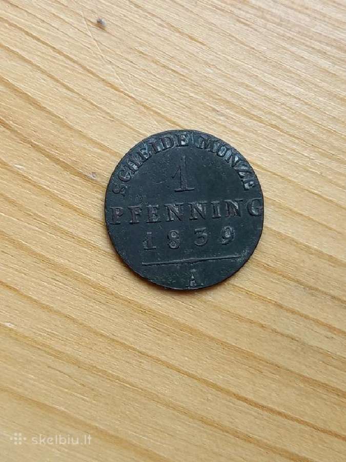 Vokietija- Prūsija 1839 1 pfenigis