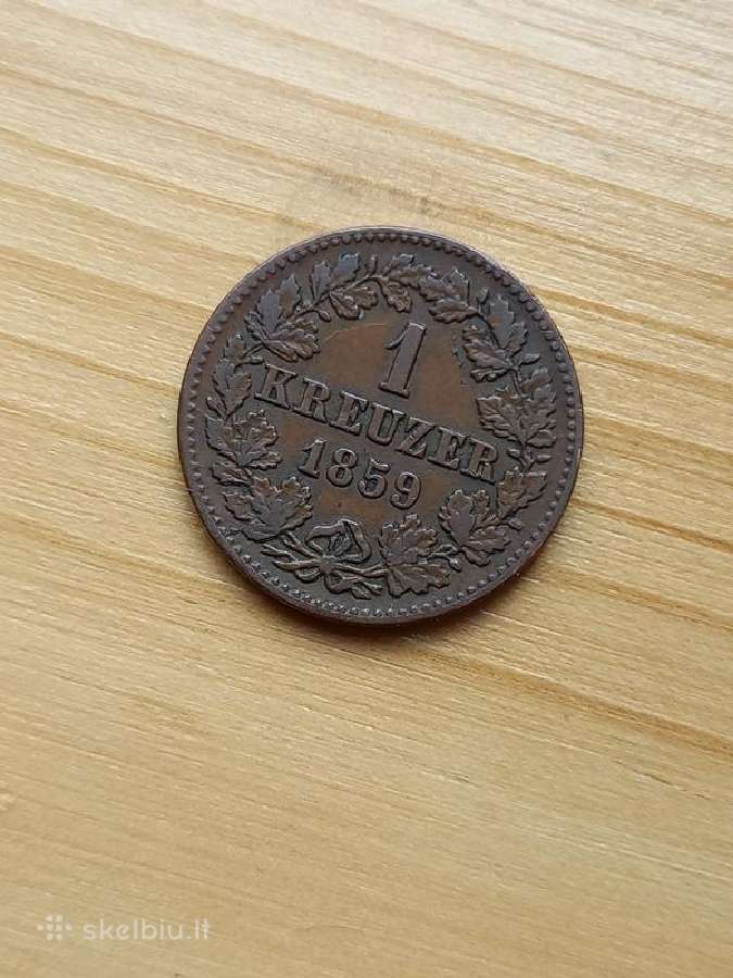 Vokietija- Nassau 1859 1 kreiceris - nuotraukos Nr. 2