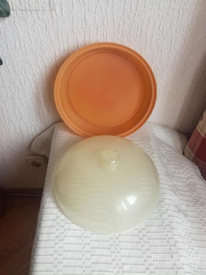 Stipraus plastiko,sena,didelė lėkštė su dangčiu - nuotraukos Nr. 7