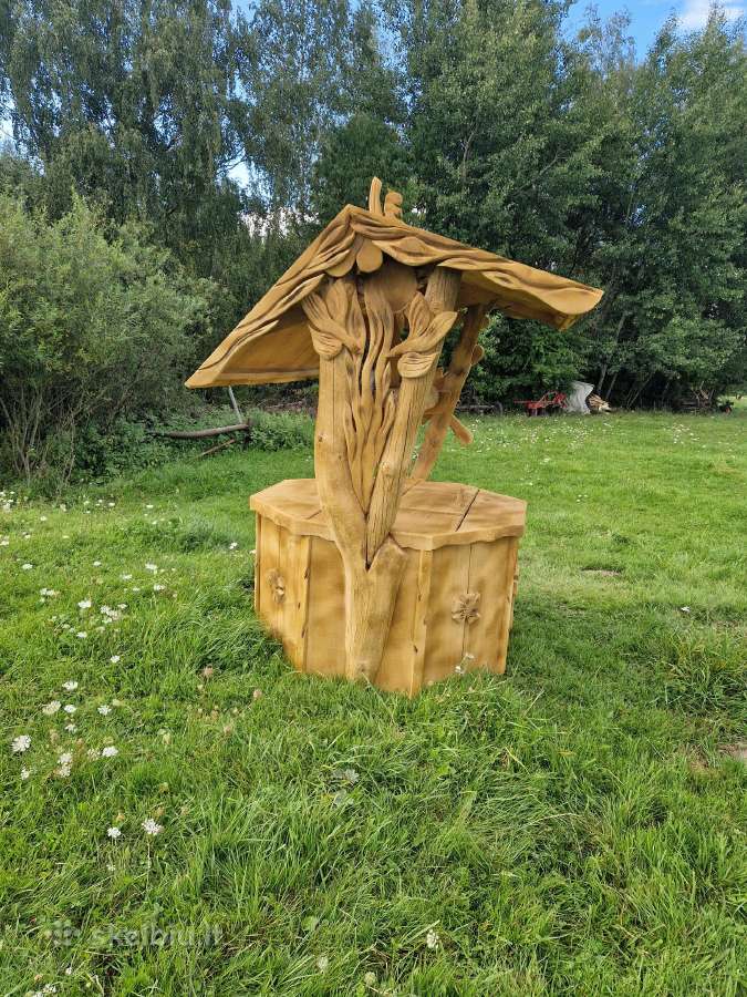 Pavėsinės,šulinio apdaila,mediniai liūtai,paukšiai - nuotraukos Nr. 21