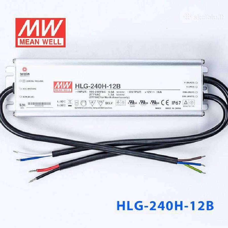 LED Driver Hlg-240h-12b 16a Ip67 w/ Dimming Func
