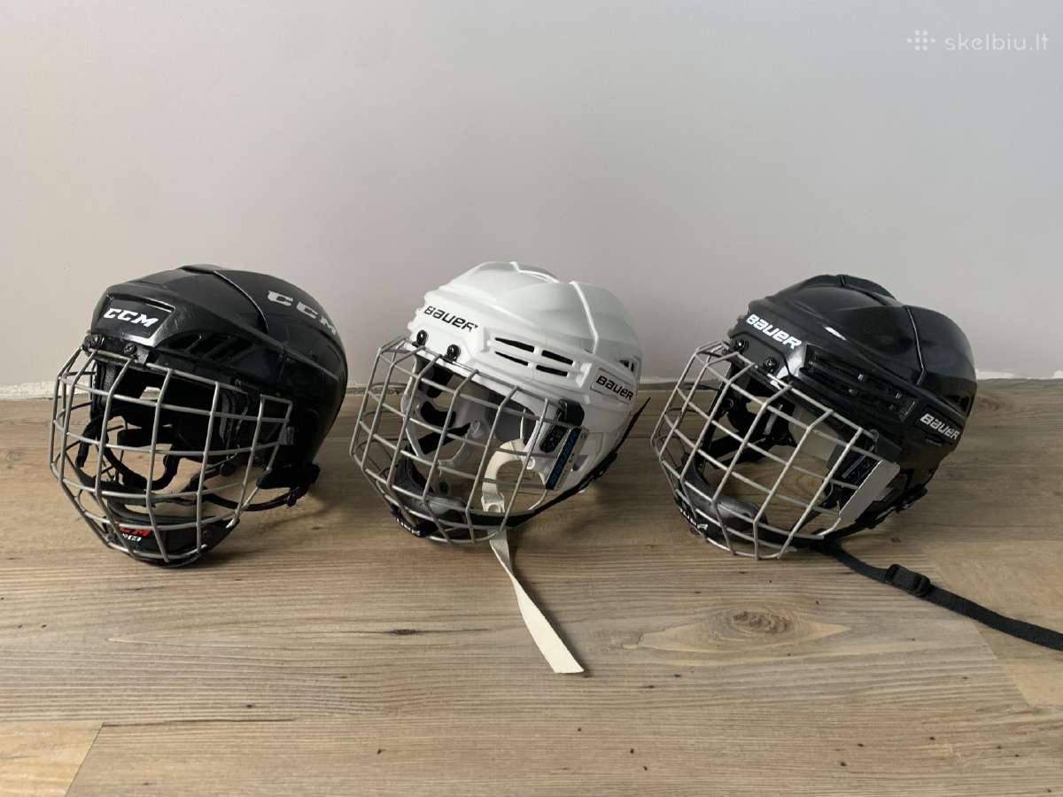 Ledo ritulio šalmai bauer 2x ir ccm 1x