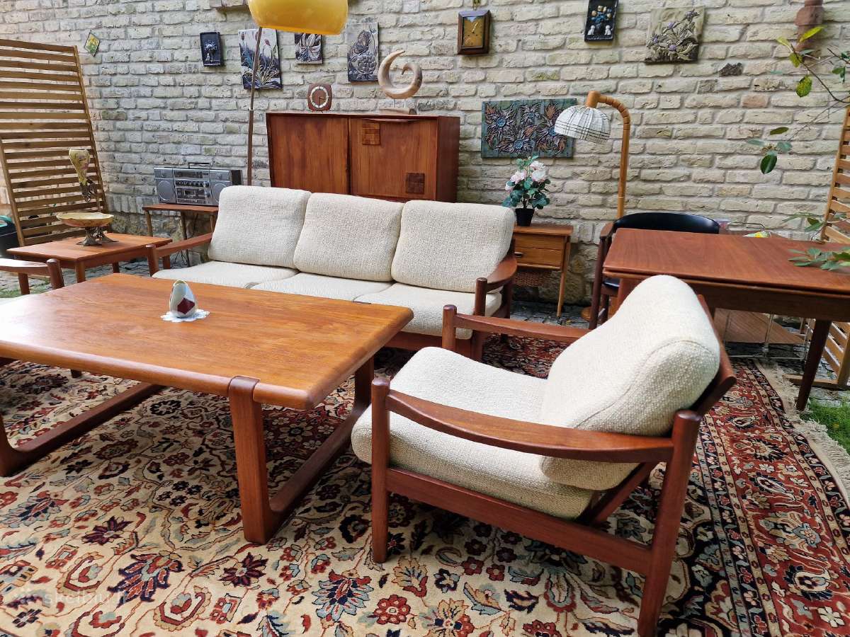 Vintažinė mid century tikmedžio sofa ,foteliai - nuotraukos Nr. 2