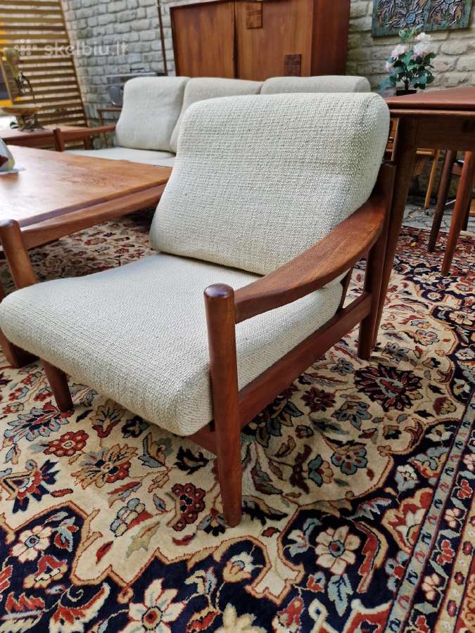 Vintažinė mid century tikmedžio sofa ,foteliai - nuotraukos Nr. 4