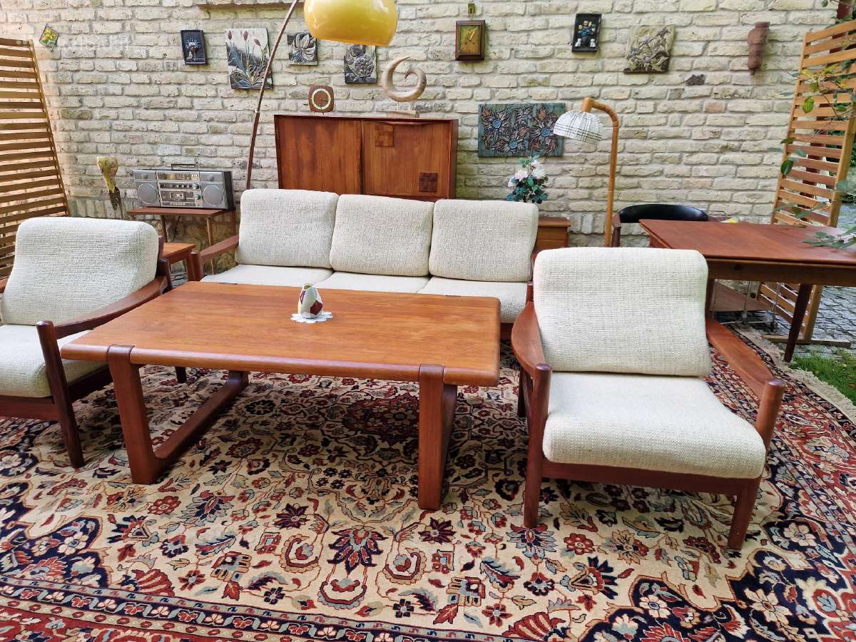 Vintažinė mid century tikmedžio sofa ,foteliai - nuotraukos Nr. 5