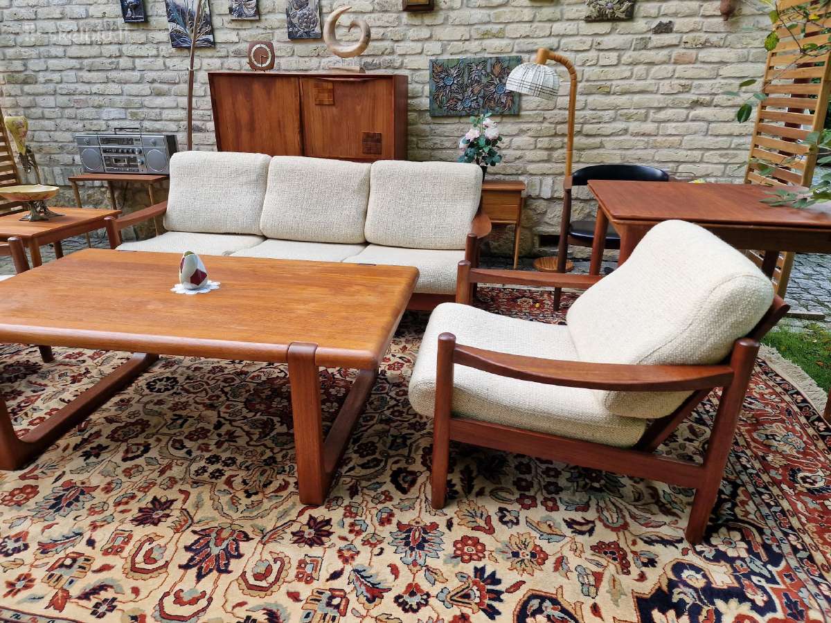 Vintažinė mid century tikmedžio sofa ,foteliai - nuotraukos Nr. 9